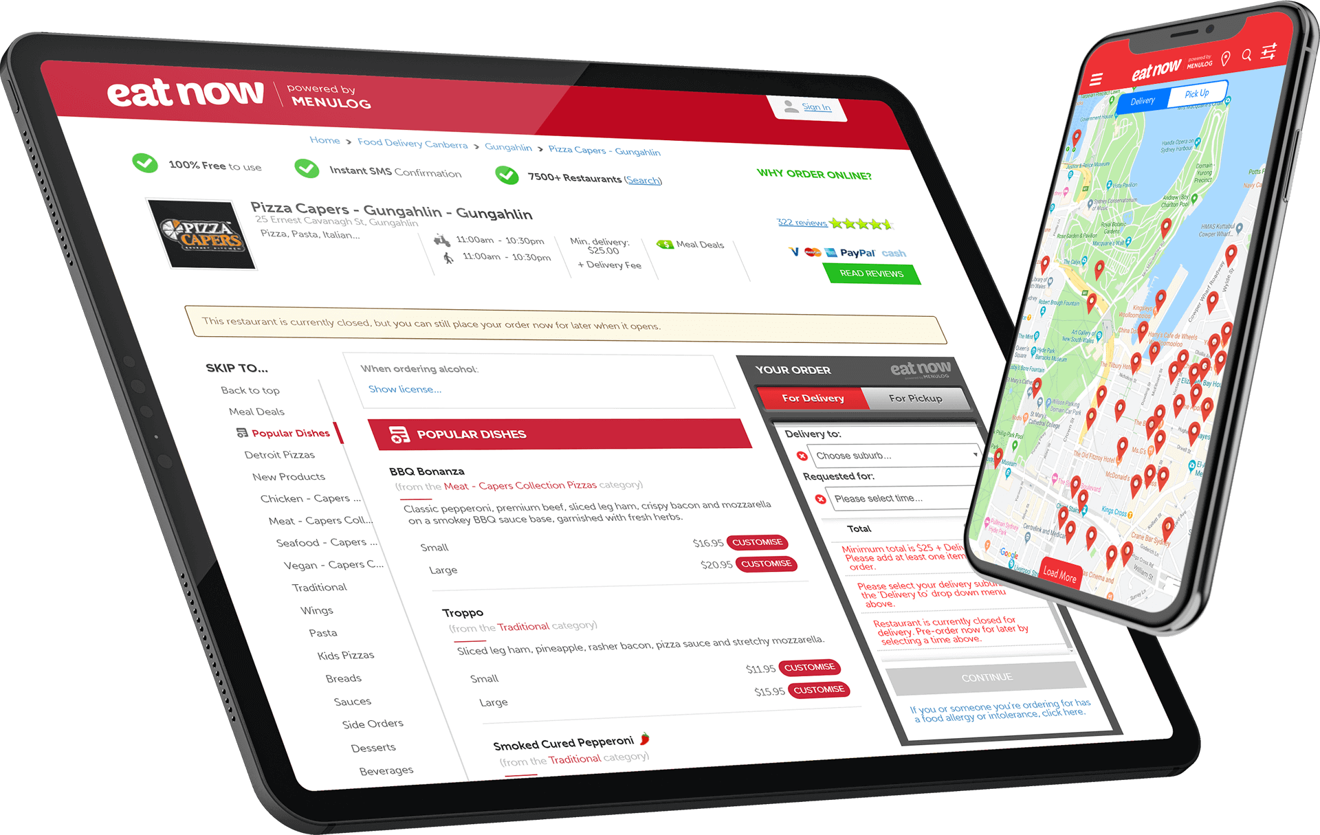 Mobile app for restaurant ordering