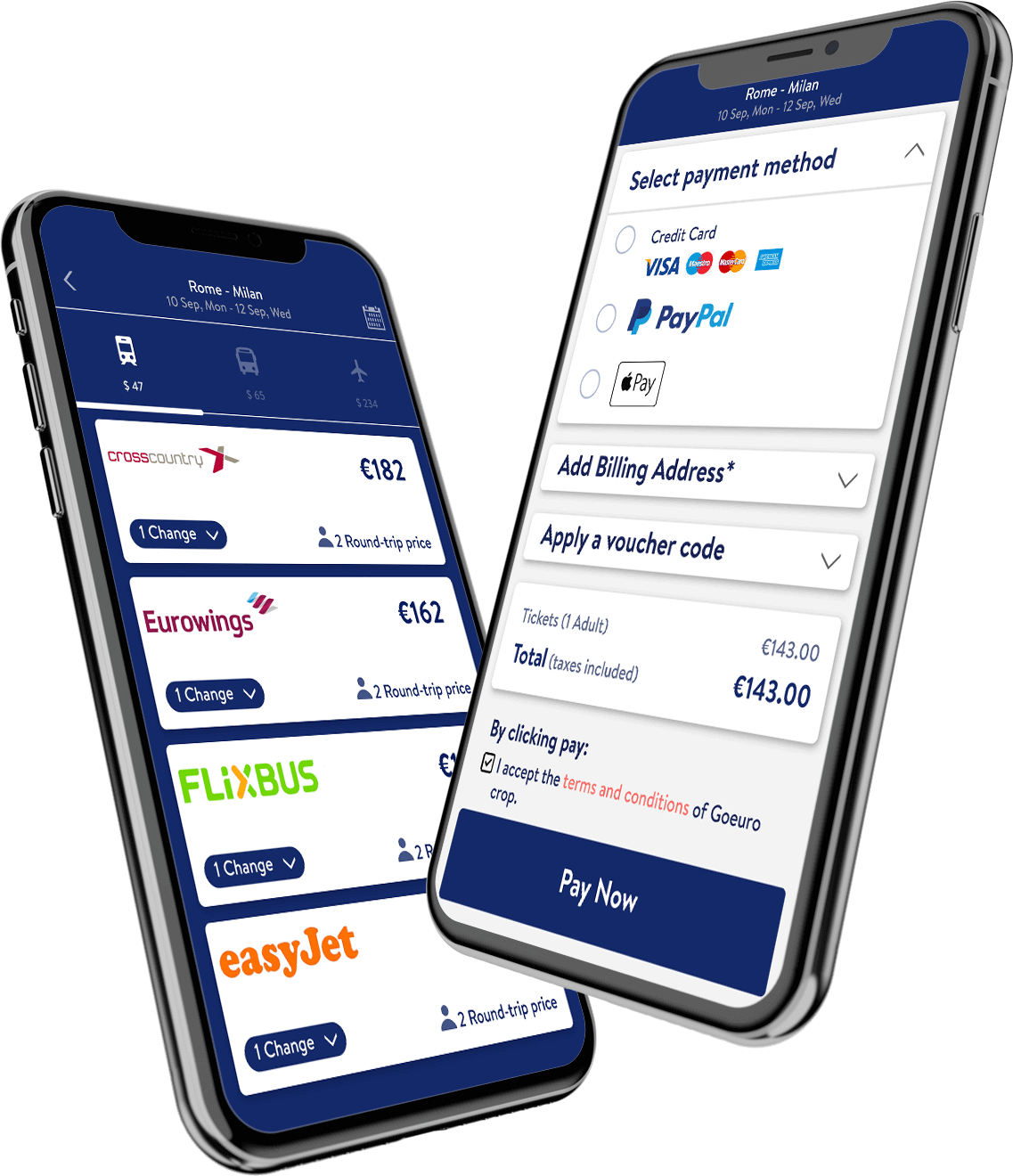Travelling web,ios and android app in europe